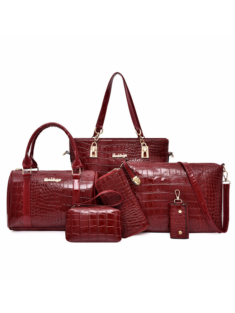 6-teiliges TASCHEN-SET LEONOR rot