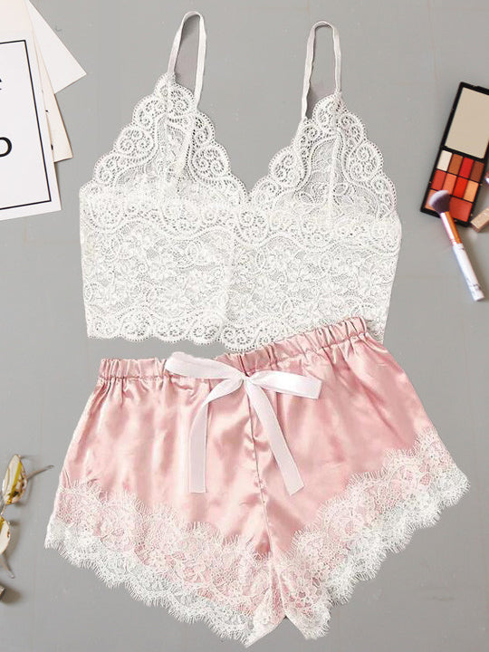 LACE UNDERWEAR SET DOTTY pink