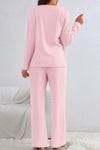 Light Pink Ribbed Knit V Neck Slouchy Two-piece Outfit