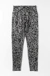 Graue, klassische Aktiv-Leggings mit Leopardenmuster