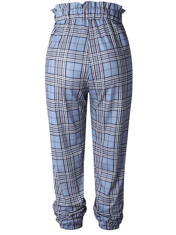 <tc>KARIERTE HOSE ALEJANDRINA mit hoher Taille blau</tc>