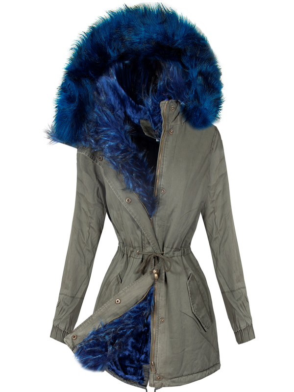 PARKA-JACKE MIT BLAUEM FELL TIANNA Khaki