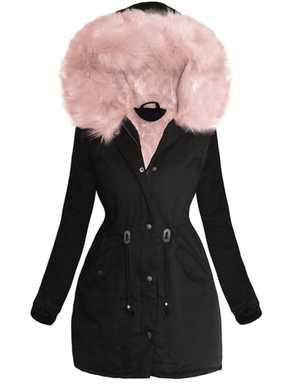 <tc> PARKA JACKE MARJORY schwarz mit rosa Kunstpelz </tc>