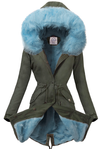 PARKA-JACKE KHAKI MIT BLAUEM FELL HAVAN