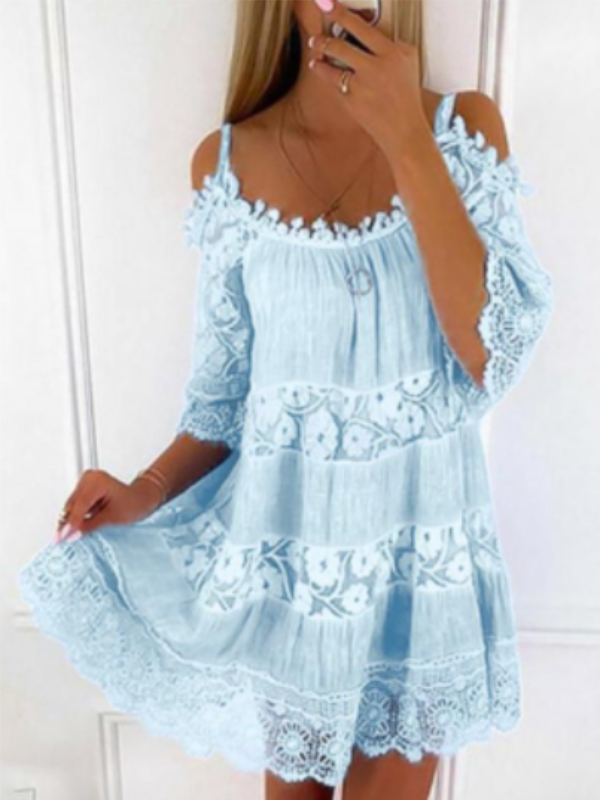 ELEGANTES SOMMER-BECKY-KLEID BLAU