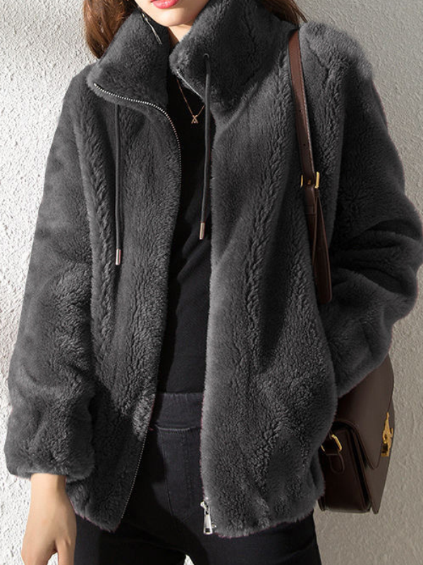 Flauschige Strickjacke WELINDA DUNKELGRAU