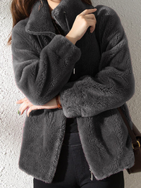 Flauschige Strickjacke WELINDA DUNKELGRAU