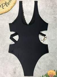 MONOKINI LANIA Schwarz und Leopard