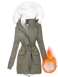 PARKA-JACKE MIT WEISSEM FELL TIANNA Khaki