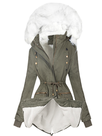 PARKA-JACKE MIT WEISSEM FELL TIANNA Khaki