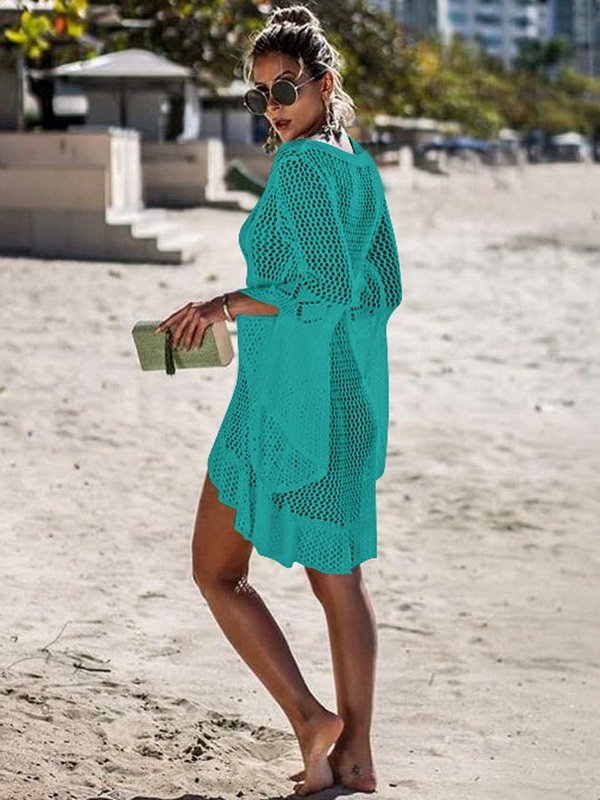 BEACH CROCHETED MINI DRESS ZITA turquoise